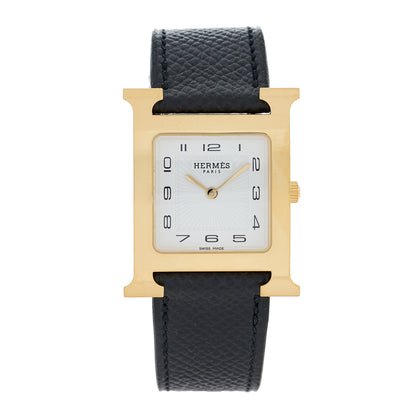 Hermes Stainless Steel Epsom 26mm Heure H Hour Quartz Watch Noir 1 of 5