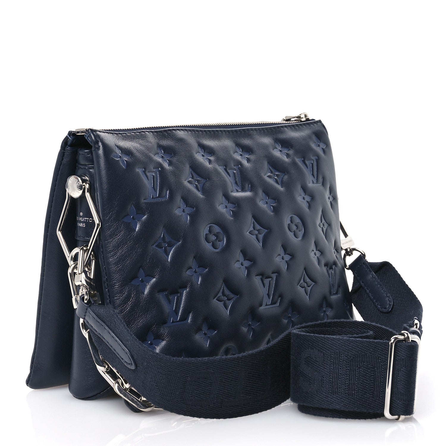 Louis Vuitton Lambskin Embossed Monogram Coussin PM Navy 3 of 9