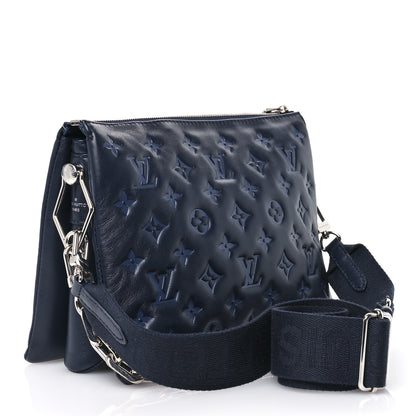 Louis Vuitton Lambskin Embossed Monogram Coussin PM Navy 3 of 9