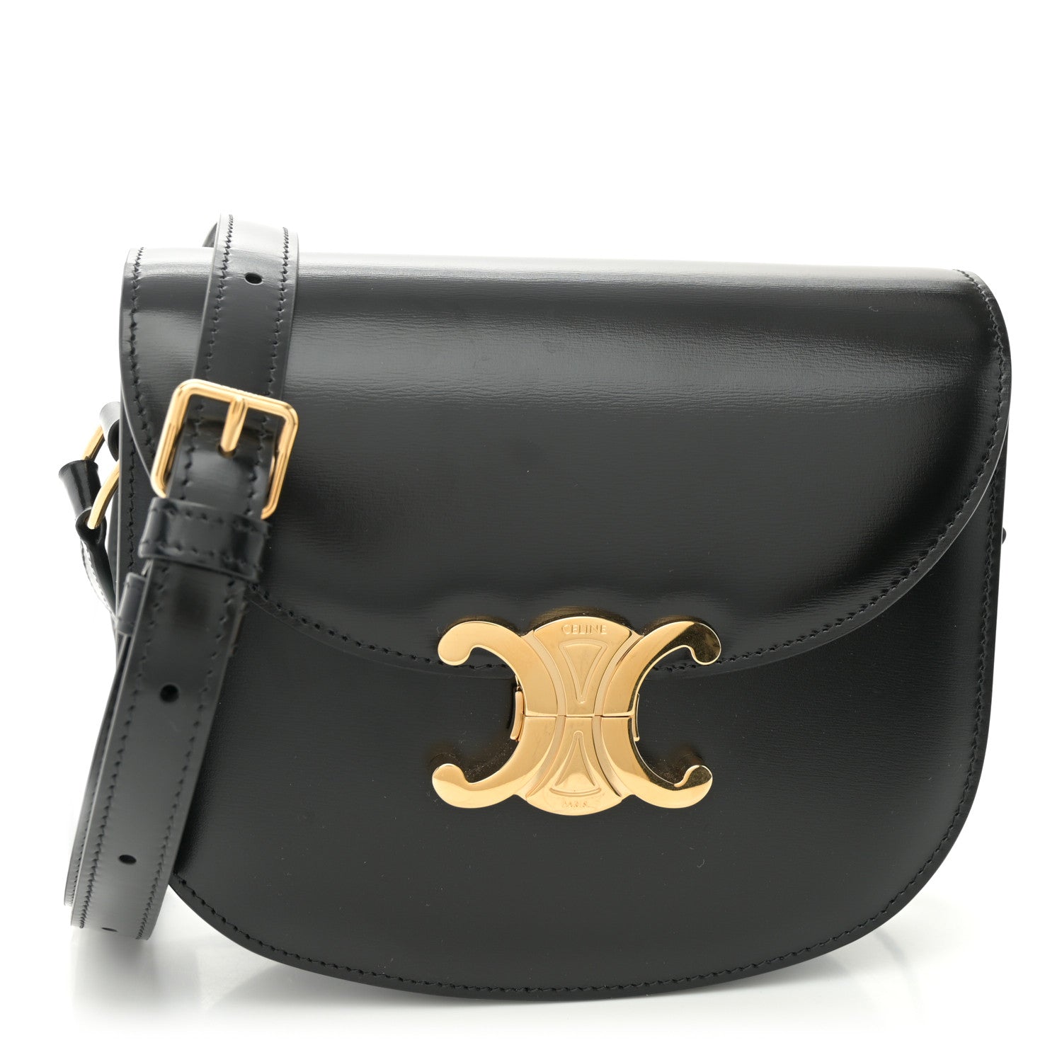 Celine Shiny Calfskin Besace Clea Triomphe Black 1 of 10