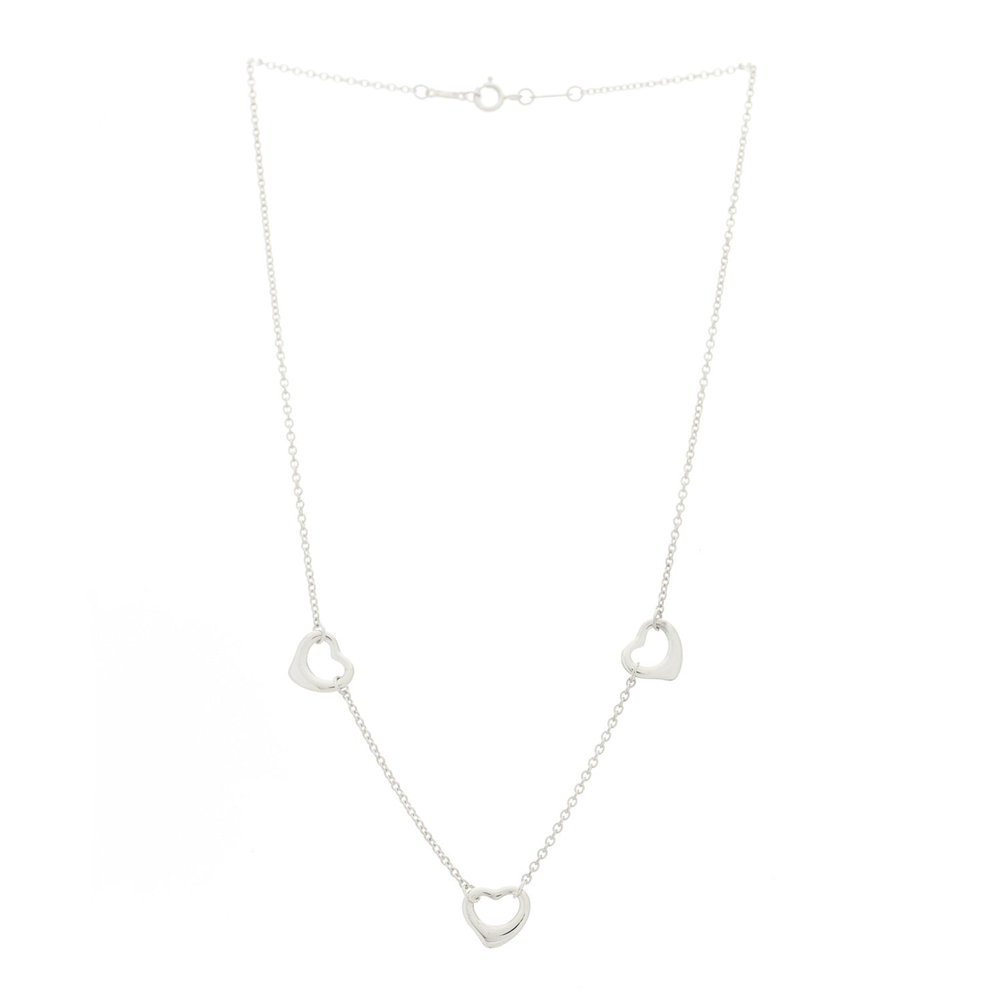 Sterling Silver Elsa Peretti 3 Open Hearts Necklace