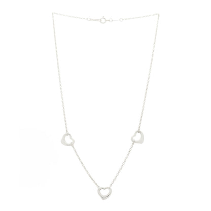 Tiffany Sterling Silver Elsa Peretti 3 Open Hearts Necklace 3 of 7