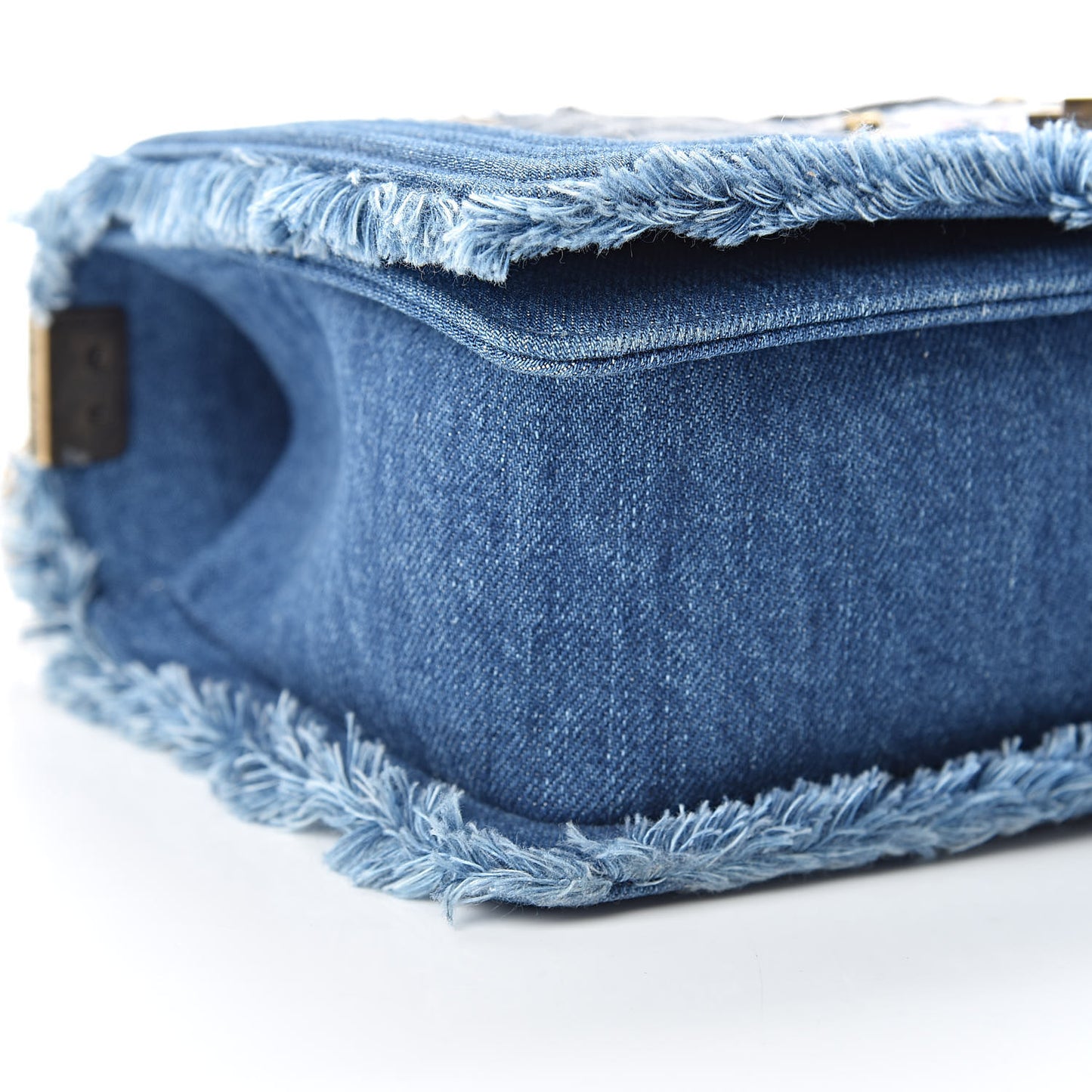 Denim Patchwork Medium Boy Flap Blue