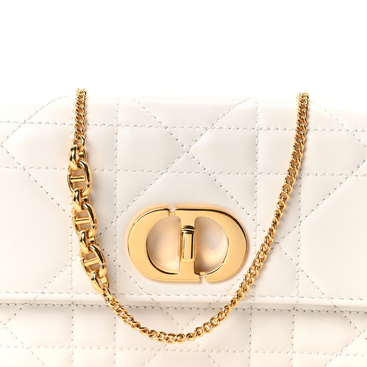 Christian Dior Lambskin Macrocannage Miss Caro Pouch With Chain White 7 of 9