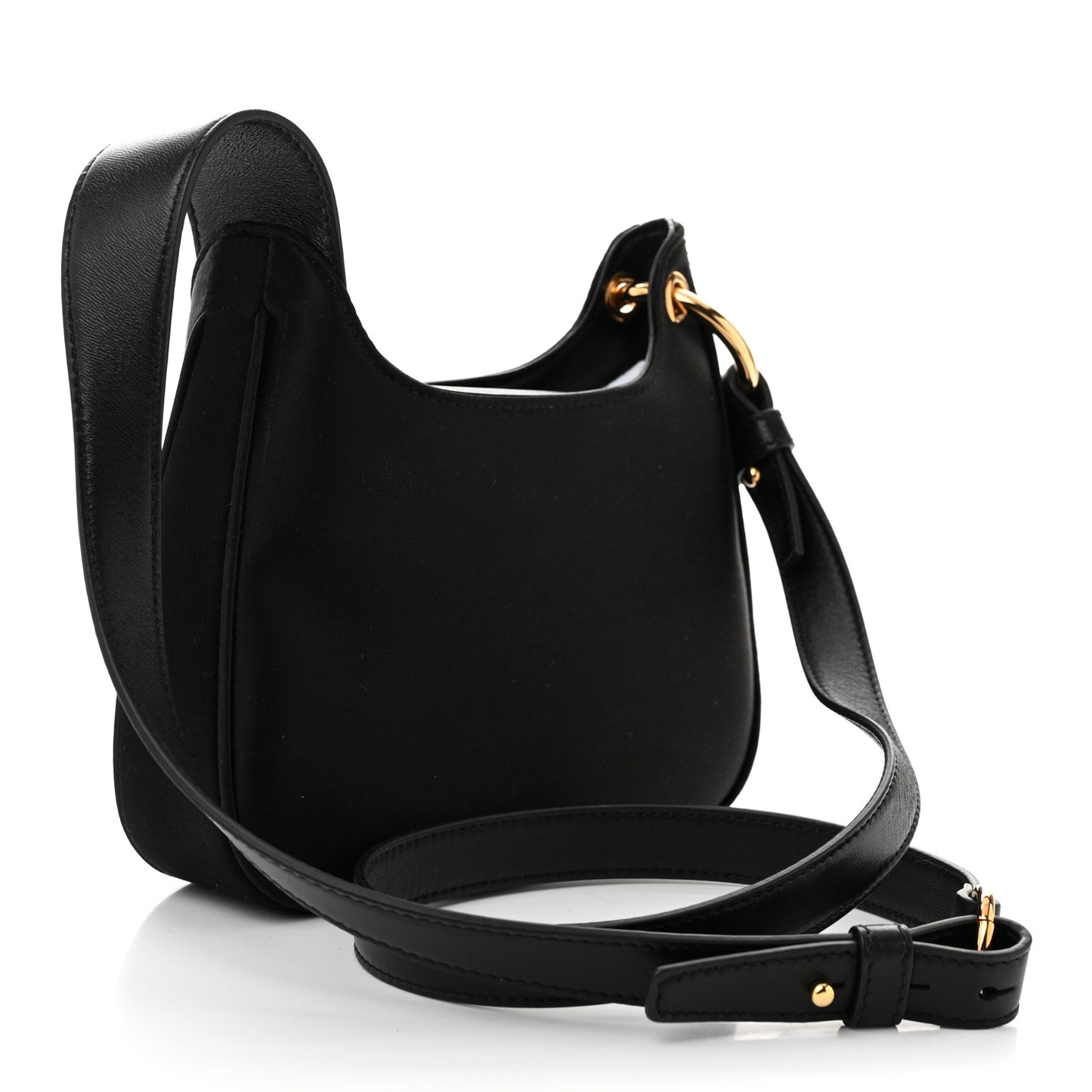 Satin Crystal Embellished La Medusa Mini Hobo Bag Black Multicolor