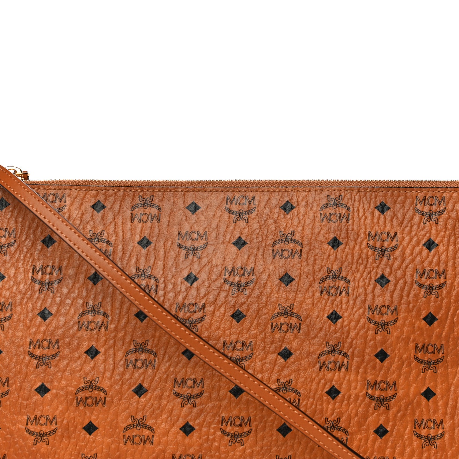 MCM Visetos Medium Crossbody Pouch Cognac 8 of 10