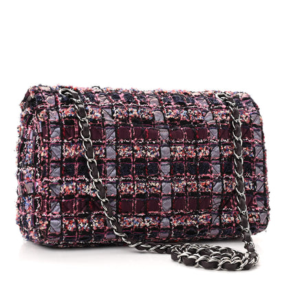 Chanel Tweed Quilted Medium Double Flap Dark Purple 3 of 10