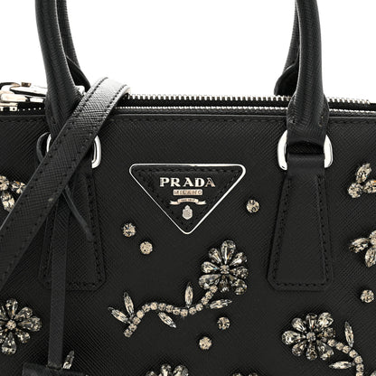Prada Saffiano Lux Crystal Mini Galleria Double Zip Tote Black 8 of 13