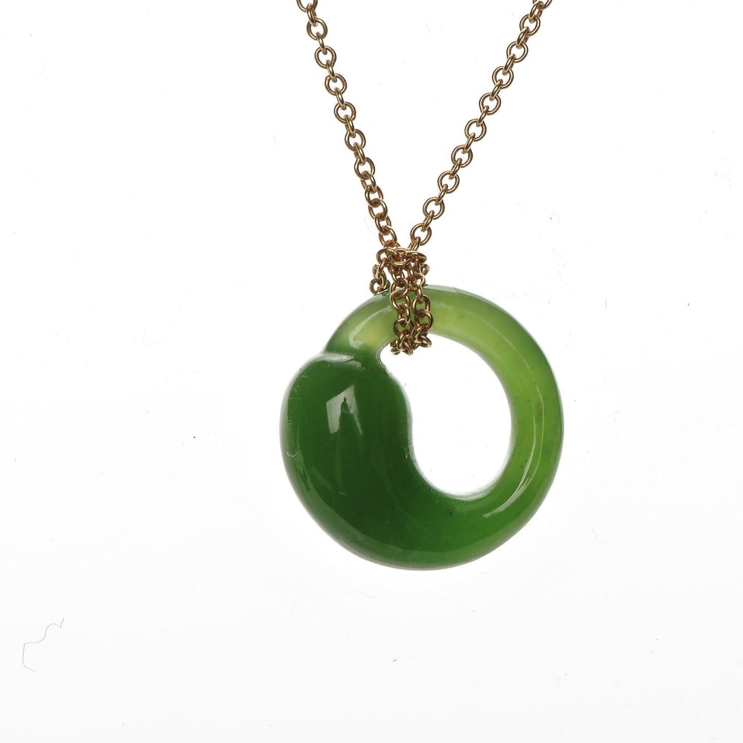18K Yellow Gold Jade Elsa Peretti Eternal Circle Necklace