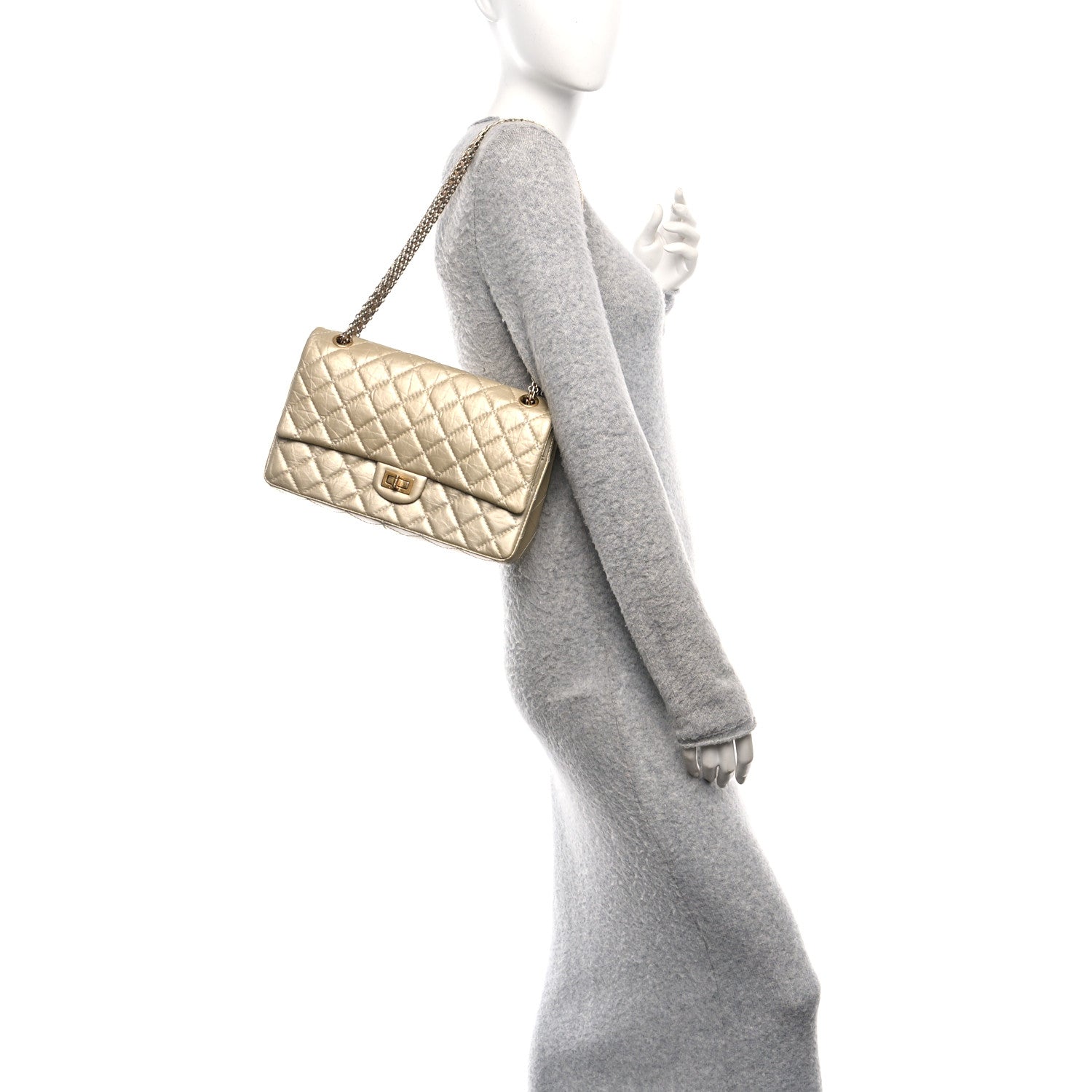 Chanel Metallic Aged Calfskin Quilted 2.55 Reissue 226 Flap Pale Gold 2 of 11