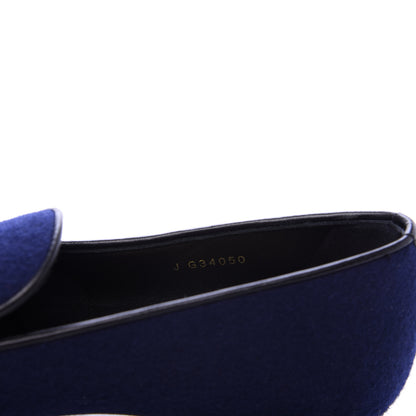 Chanel Fabric Lambskin Womens CC Mocassin Loafers 36 Navy Black 8 of 9