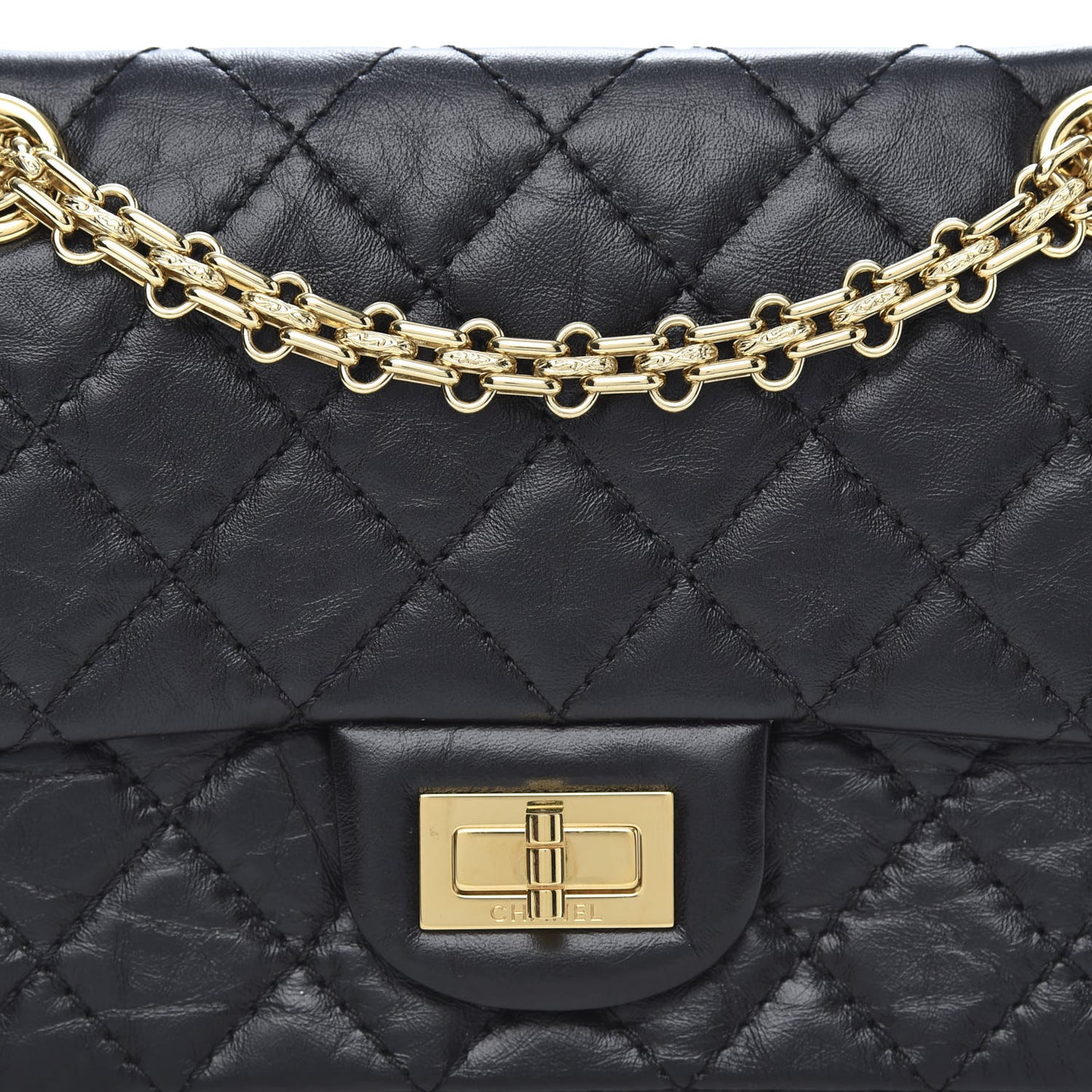 Aged Calfskin Quilted 2.55 Reissue Mini Flap Black