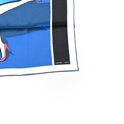 Hermes Silk Swinging Saint Germain Scarf 70 Bleu Royal Black Ardoise 3 of 5