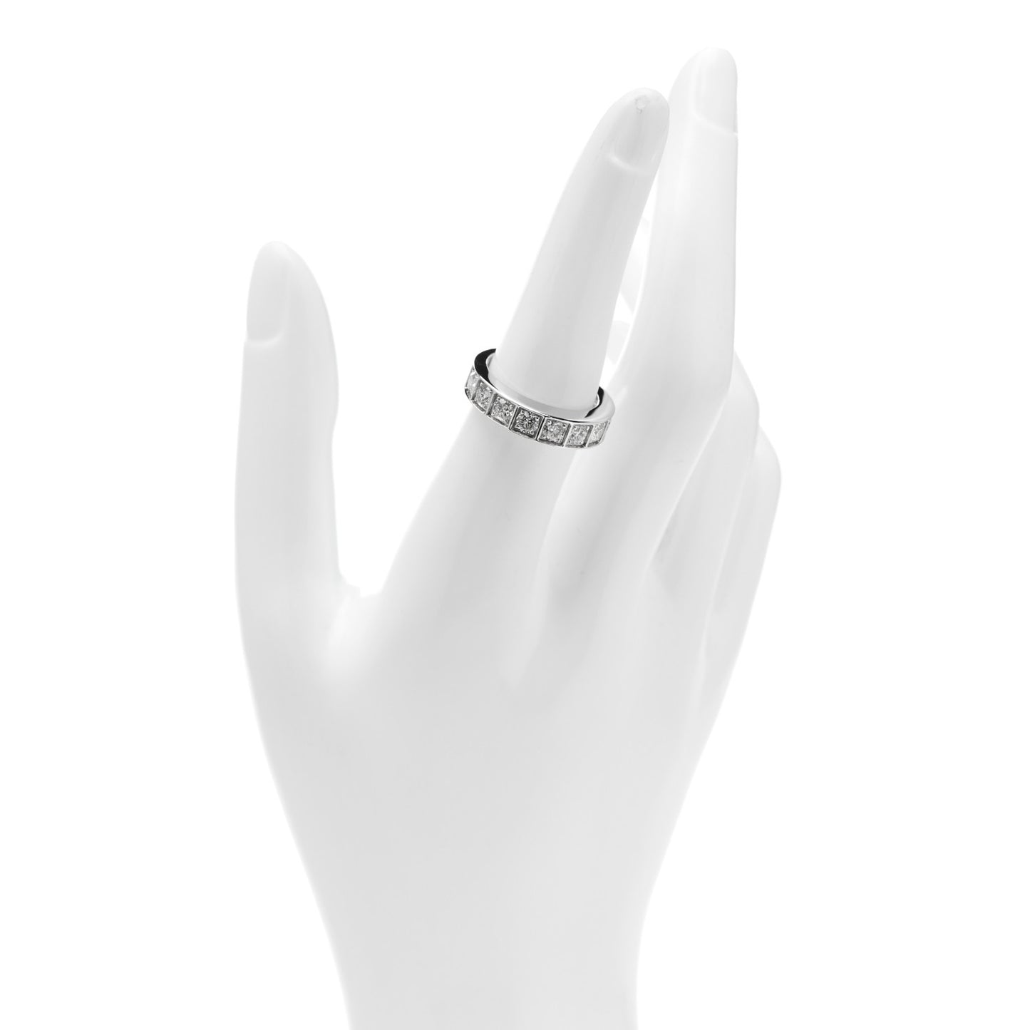 18K White Gold Diamond Tectonic Band Ring 55 7.25