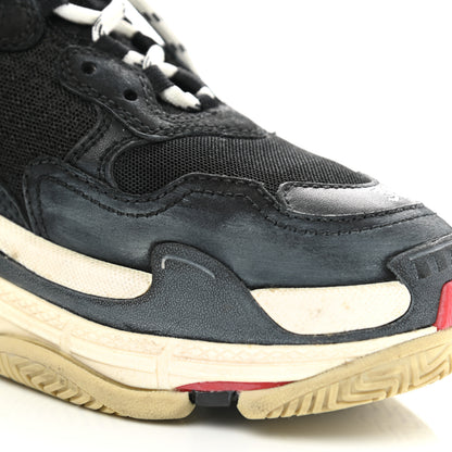 Balenciaga Fabric Mesh Washed Effect Womens Triple S Sneakers 38 Black Red 11 of 12