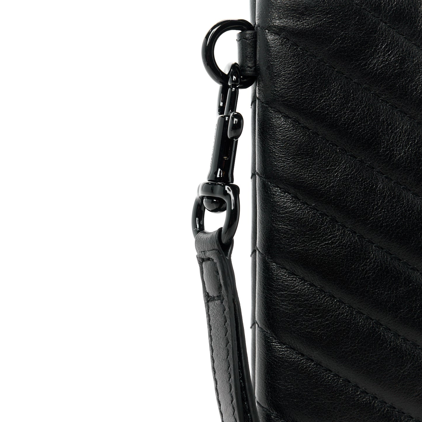 Calfskin Matelasse Chevron Monogram A5 Wristlet Black