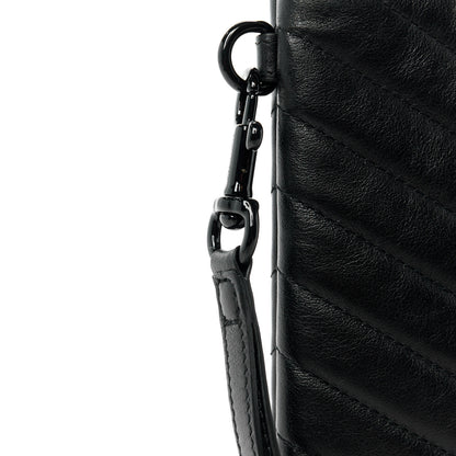 Saint Laurent Calfskin Matelasse Chevron Monogram A5 Wristlet Black 11 of 11