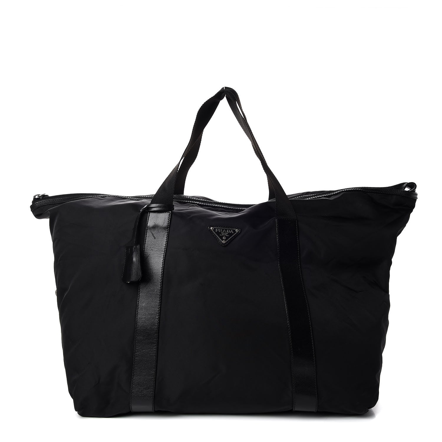 Prada Tessuto Nylon Saffiano Duffel Bag Black 1 of 9