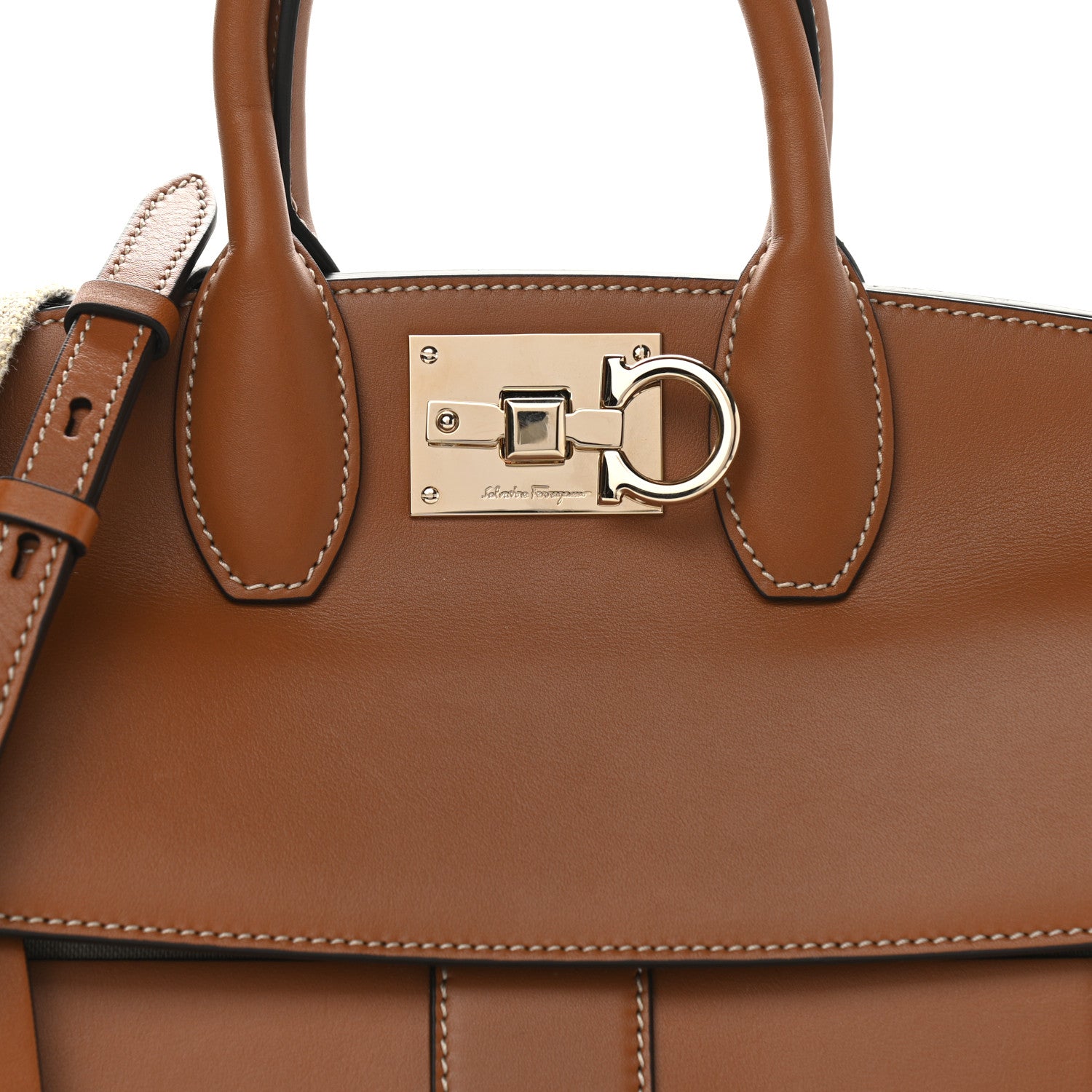 Salvatore Ferragamo Calfskin The Studio Cage Bag Sella 9 of 11