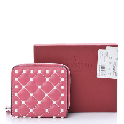 Valentino Garavani Lambskin Free Rockstud Spike Compact Zip Around Wallet Shadow Pink 9 of 9