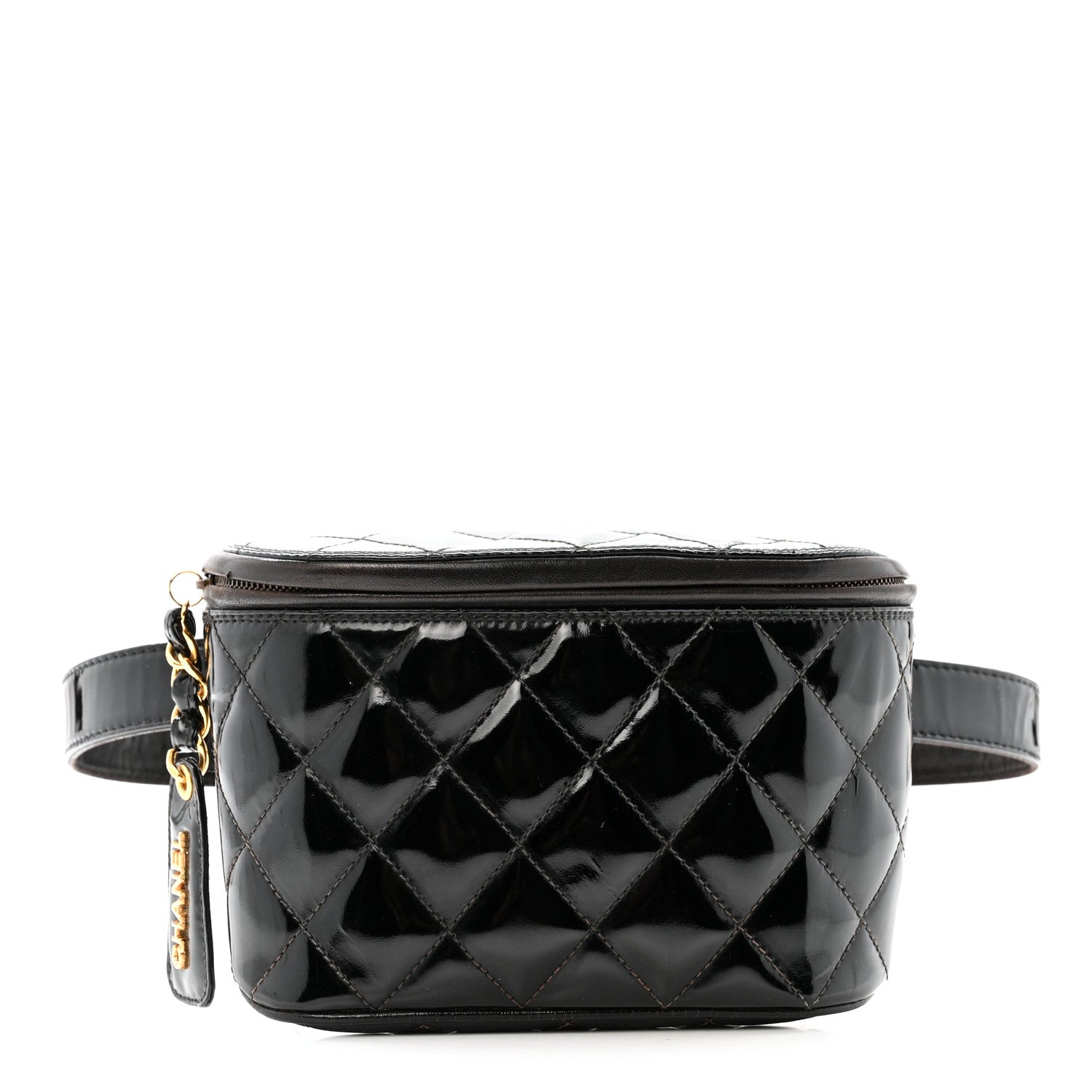 Chanel Patent Calfskin Quilted Waist Belt Bag 70 28 Black 1 of 14