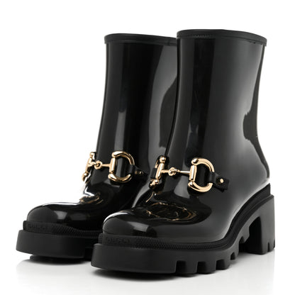 Gucci Rubber Womens Horsebit Ankle Boots 35 Black 3 of 7