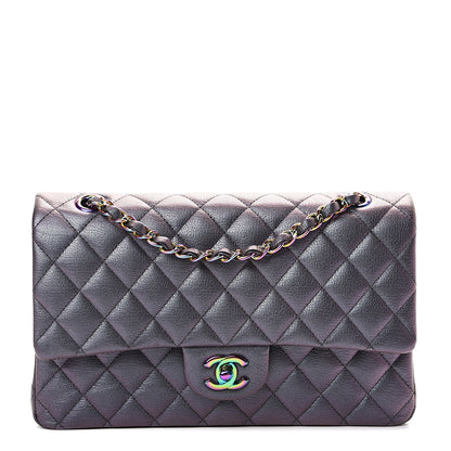 Chanel Iridescent Goatskin Quilted Medium Double Flap Purple 1 of 12