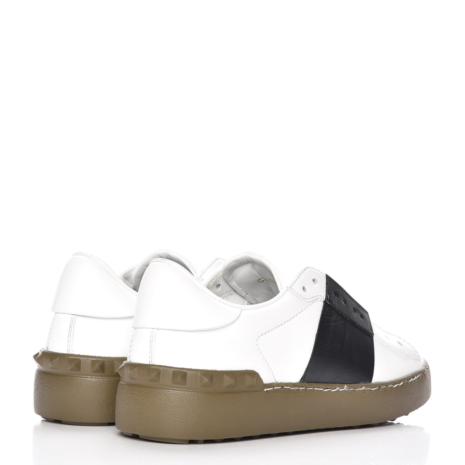 Valentino Garavani Calfskin Rockstud Open Sneakers 37 White Black 4 of 9