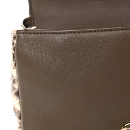 Chanel Snakeskin Metal Top Handle Carry Chic Flap 12 of 15