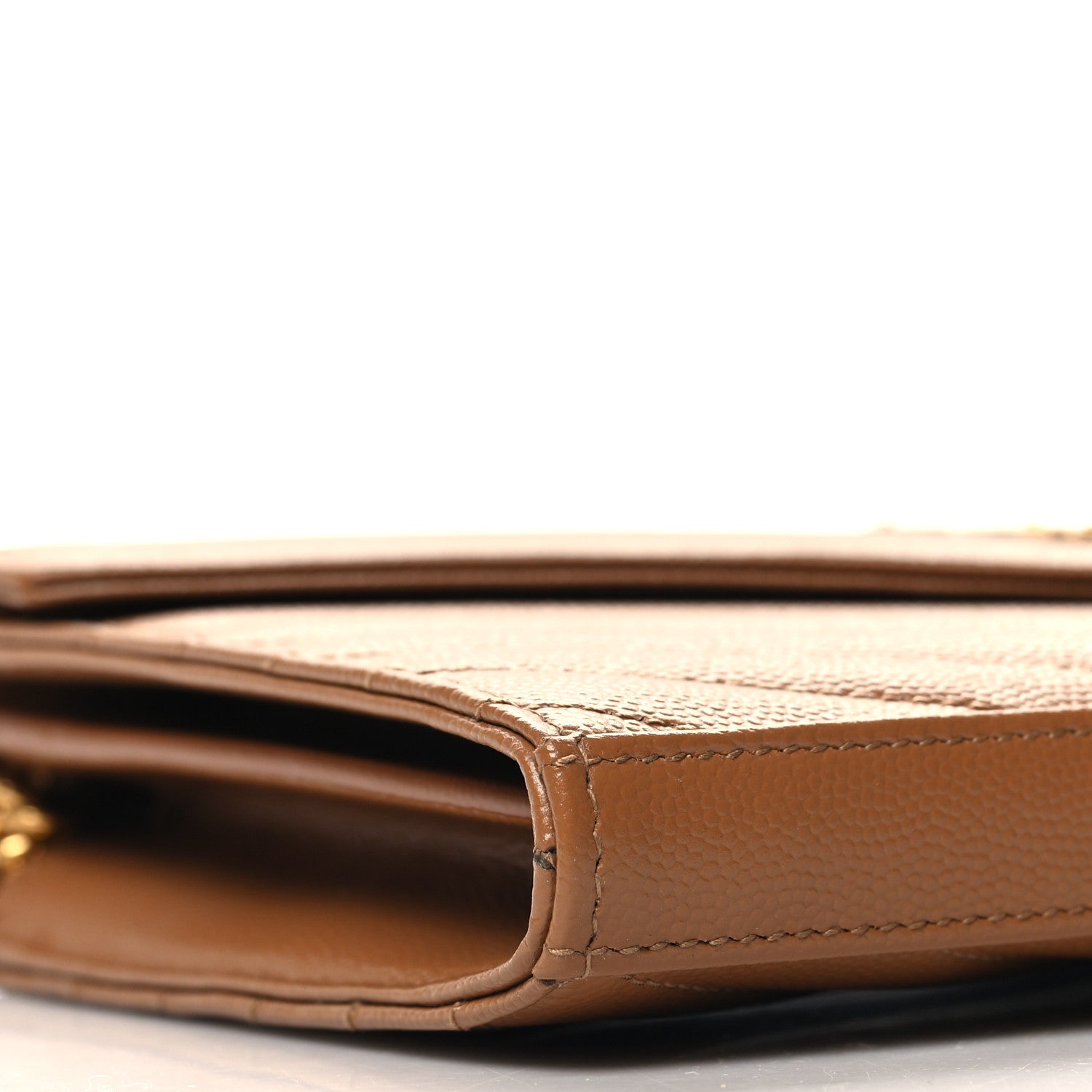 Saint Laurent Grain De Poudre Matelasse Chevron Monogram Chain Wallet Natural Dark 9 of 11