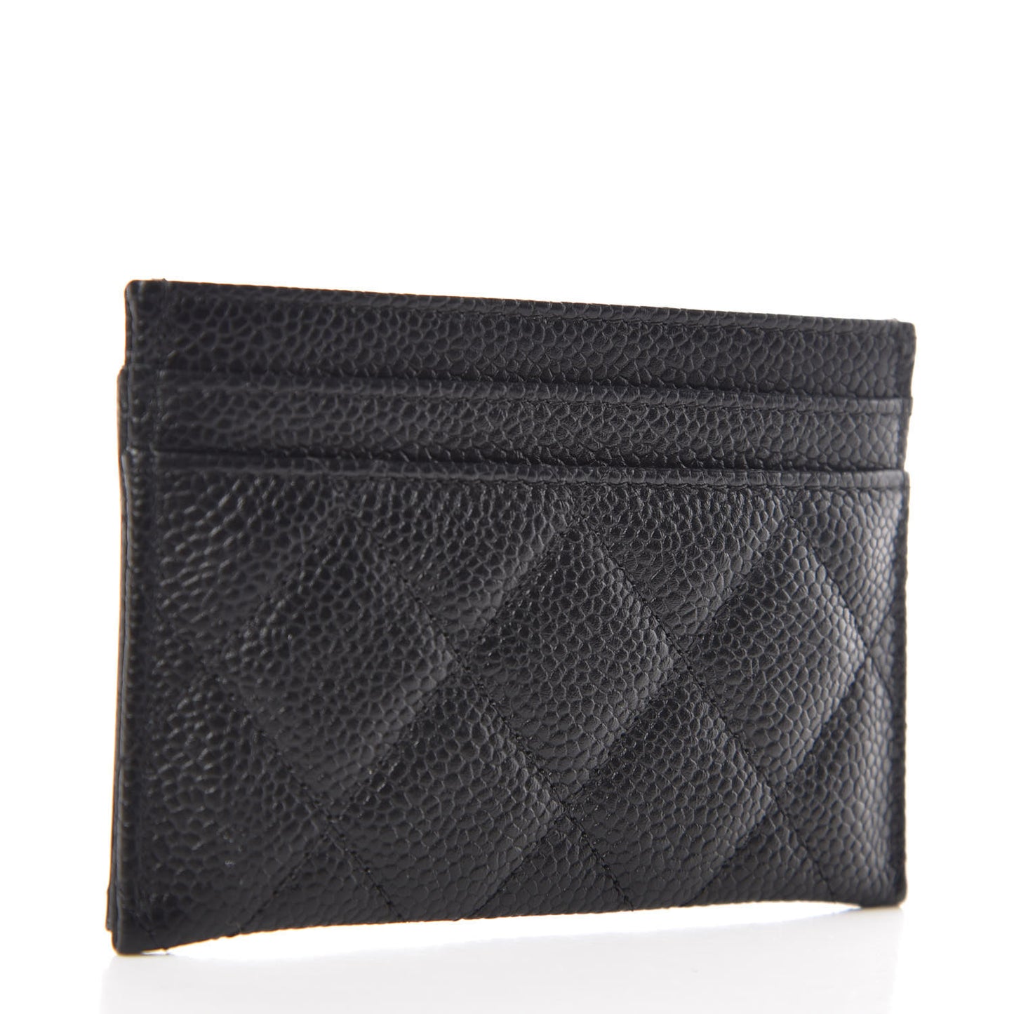 Caviar Quilted Filigree Card Holder Black