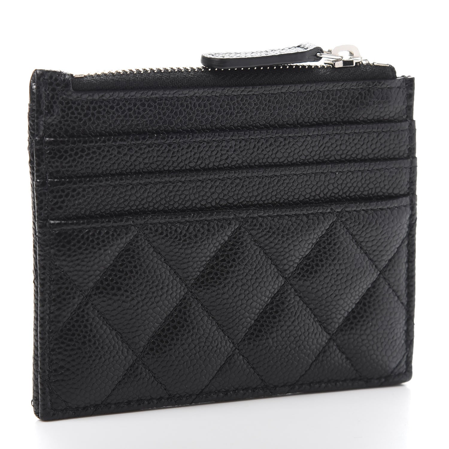 Chanel Caviar Quilted CC Zip Card Holder Black 3 of 10