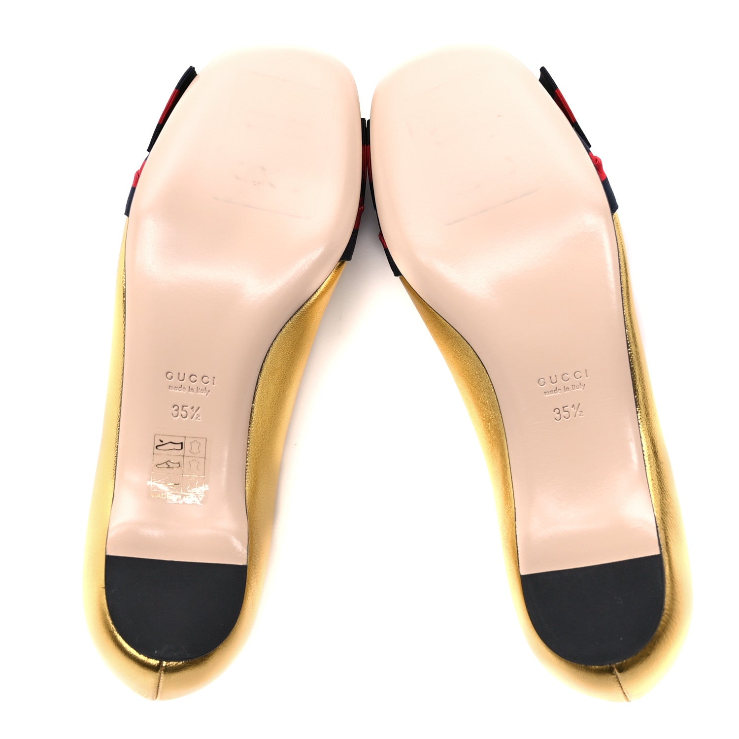 Gucci Metallic Nappa Silk Web Ballerina Flat 35.5 Gold 4 of 8