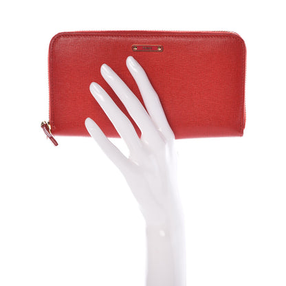 Fendi Vitello Elite Zip Around Wallet Rosso 2 of 6