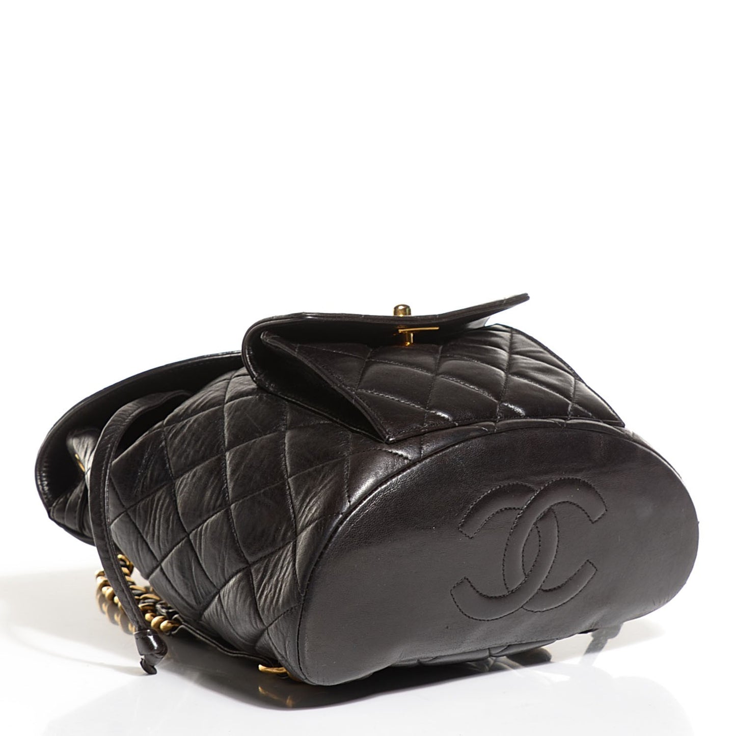 Lambskin Quilted Backpack Black