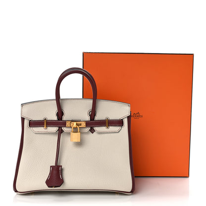 Hermes Togo Horseshoe Birkin 25 Nata Rouge H 9 of 9