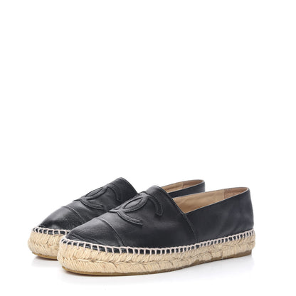 Chanel Lambskin CC Espadrilles 37 Black 3 of 14