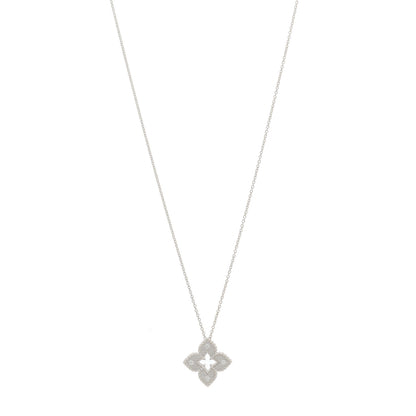 Roberto Coin 18K White Gold Diamond Petite Venetian Princess Flower Pendant Necklace 1 of 6
