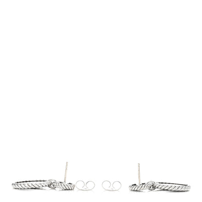David Yurman Sterling Silver Diamond Black Onyx Elements Double Drop Earrings 3 of 4