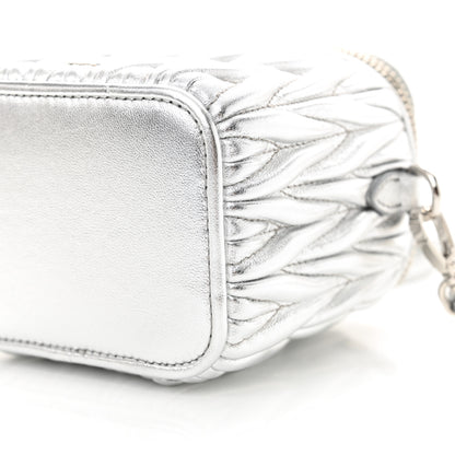 Miu Miu Metallic  Nappa Matelasse Micro Vanity Case Silver 11 of 11