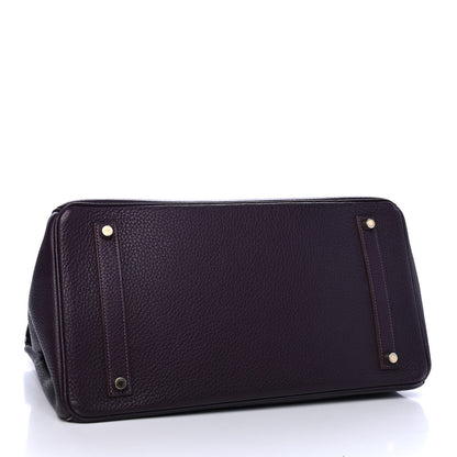 Hermes Taurillon Clemence Birkin 35 Raisin 3 of 12