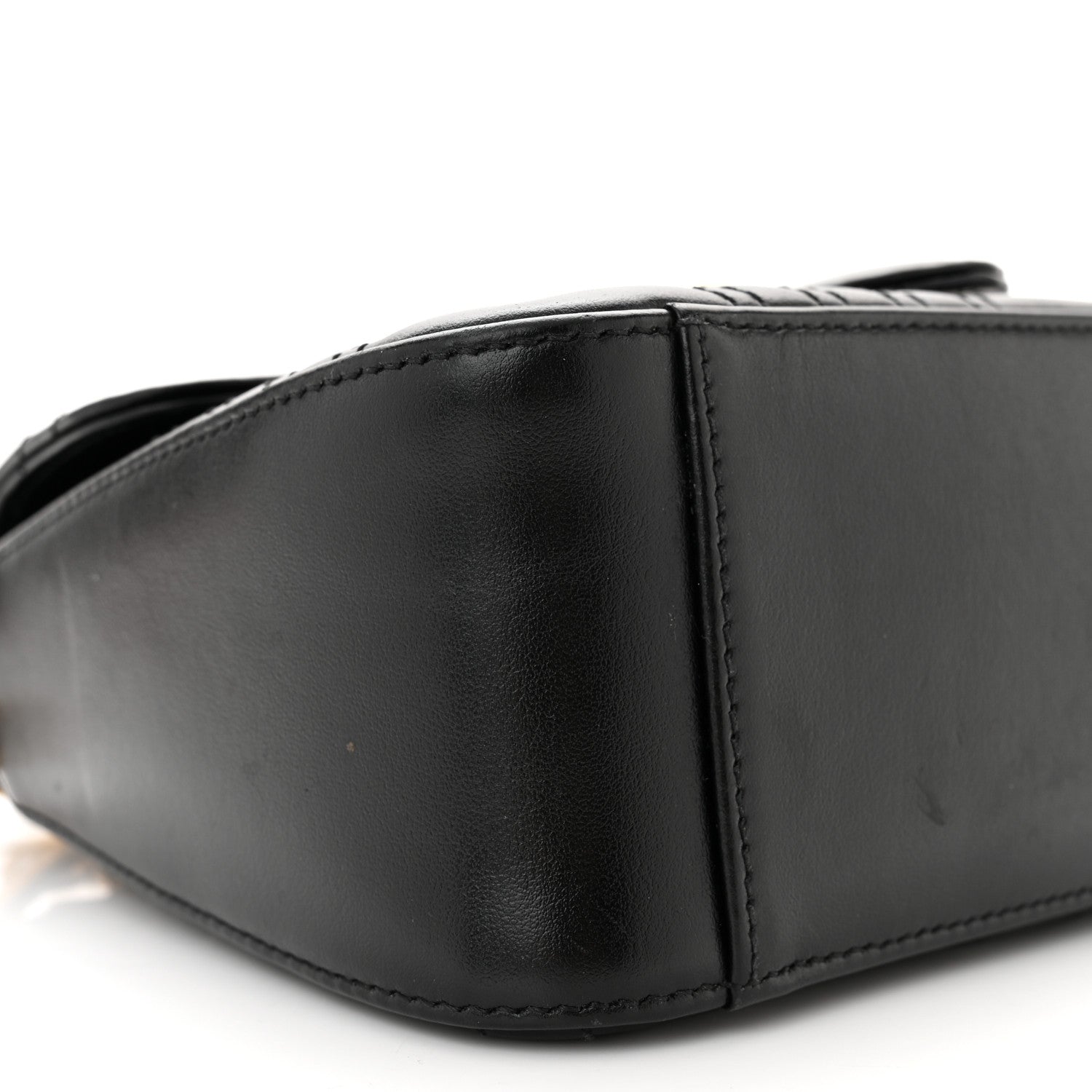 Gucci Calfskin Matelasse Mini GG Marmont Top Handle Shoulder Bag Black 9 of 12
