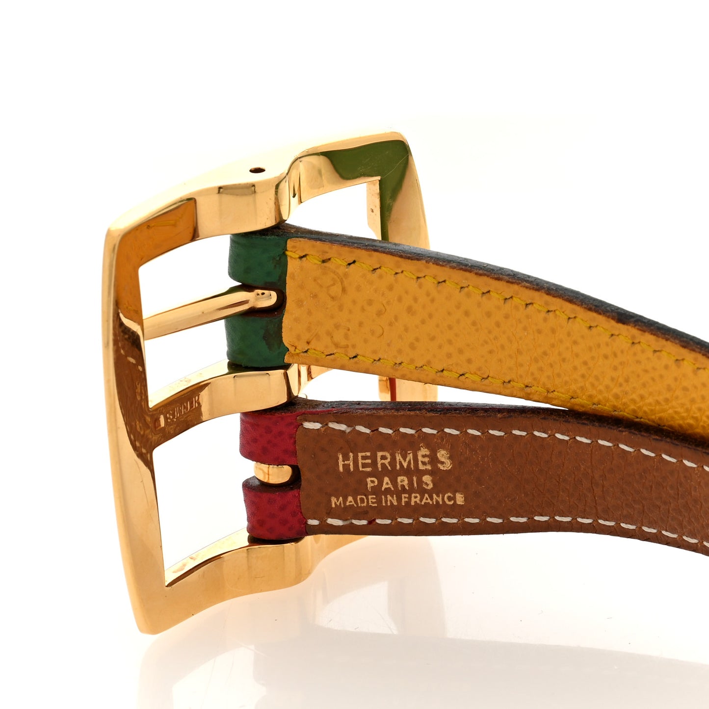 Epsom Double Strap Reversible Belt 80 32 Green Red Gold Yellow