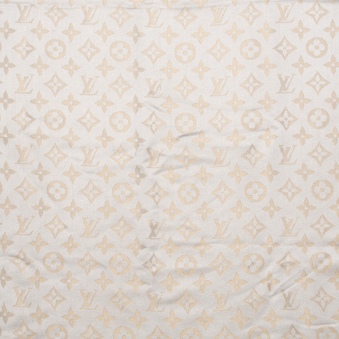 Silk Wool Monogram Shine Shawl Beige