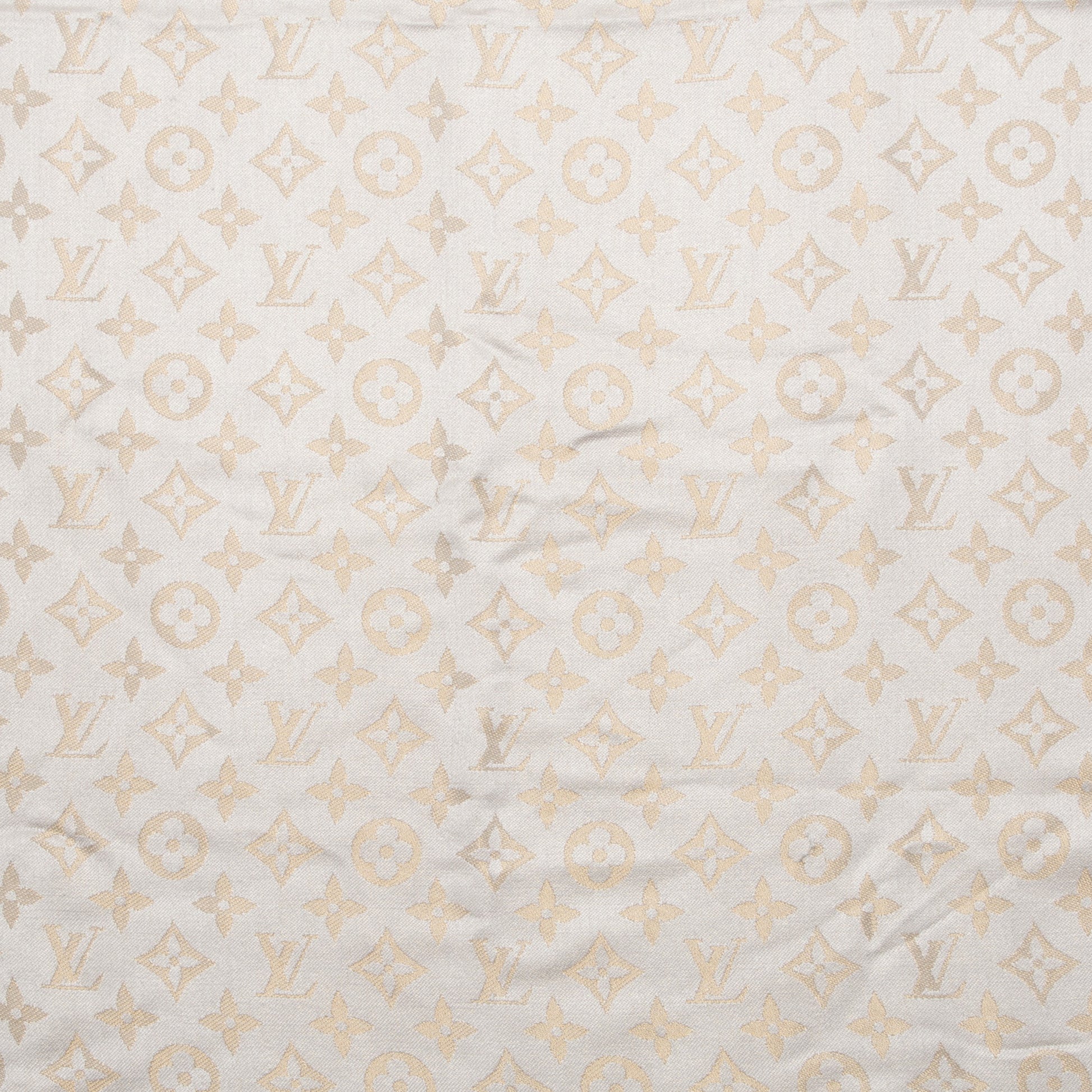 Louis Vuitton Silk Wool Monogram Shine Shawl Beige 1 of 8