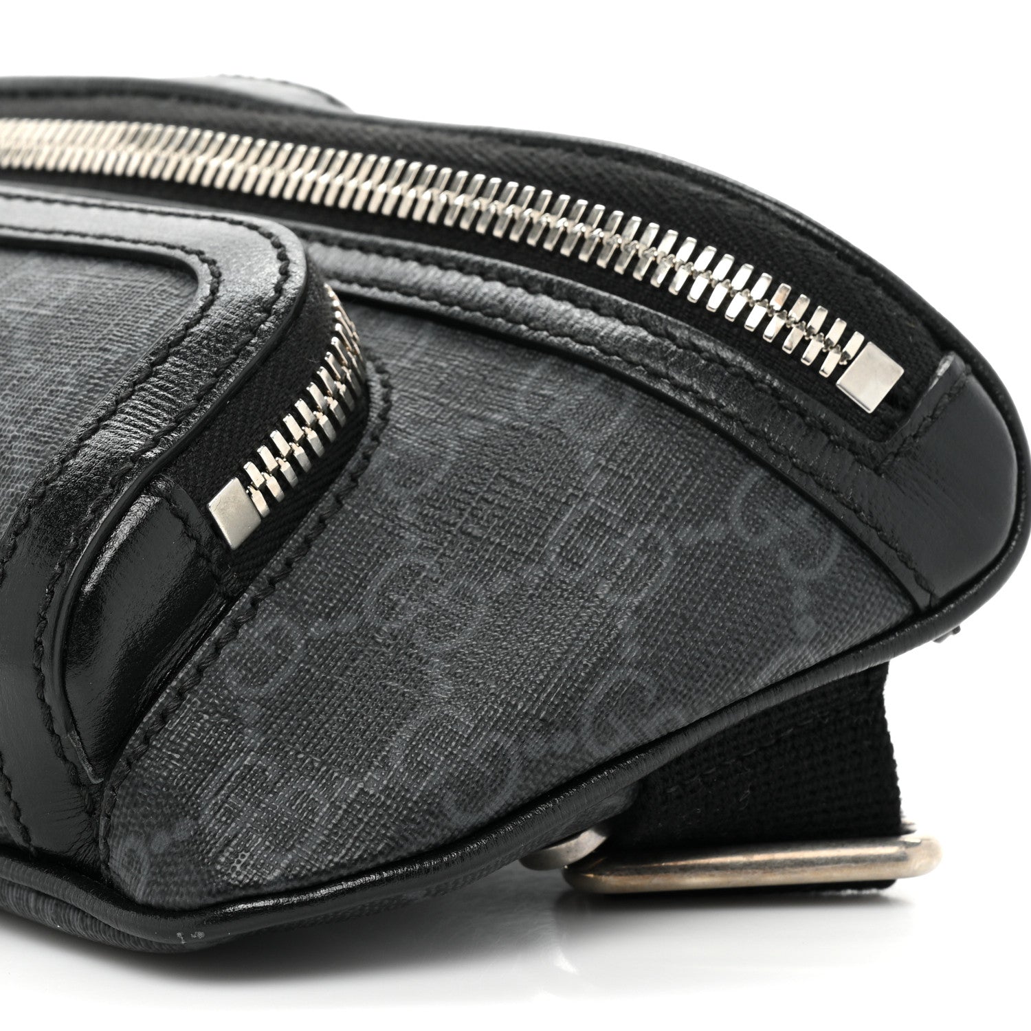 Gucci GG Supreme Monogram Textured Calfskin Retro Interlocking G Belt Bag Black 8 of 11