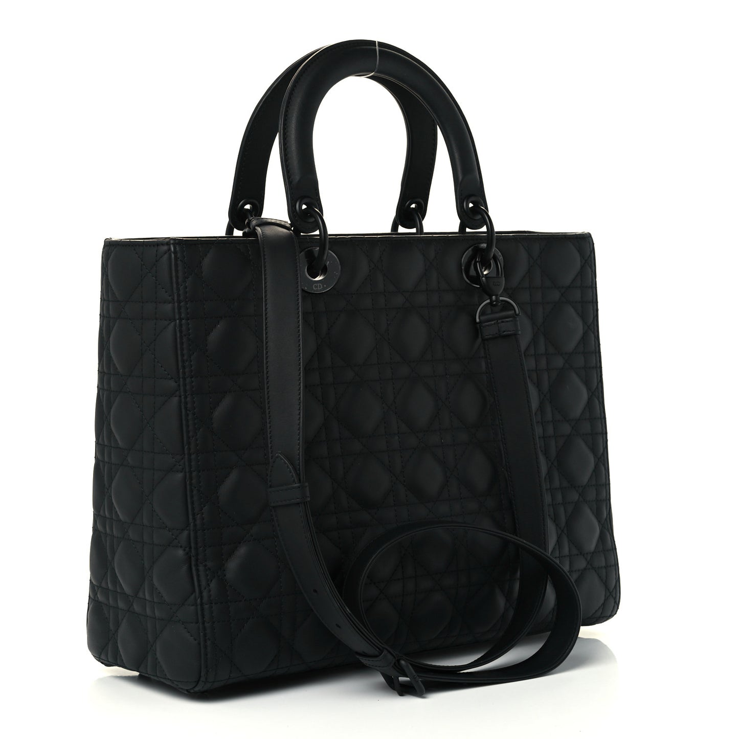 Ultra Matte Calfskin Cannage Large Lady Dior Black