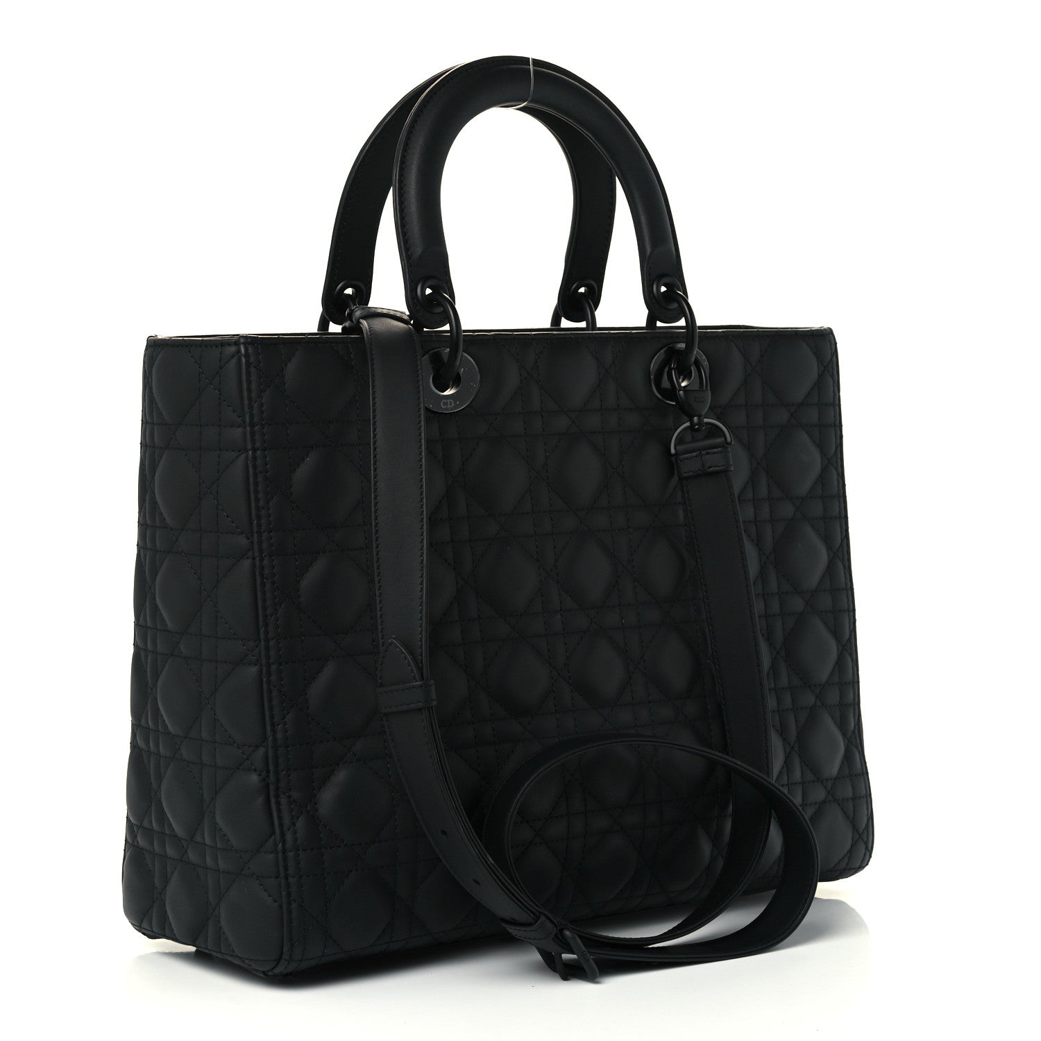 Christian Dior Ultra Matte Calfskin Cannage Large Lady Dior Black 3 of 10