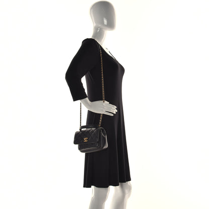 Chanel Calfskin Quilted Top Handle Flap Black 2 of 11