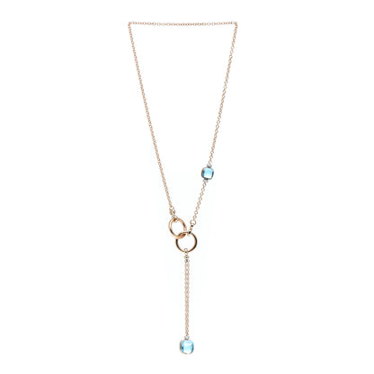 Pomellato 18K Rose Gold Diamond Blue Topaz Nudo Lariat Necklace 3 of 5